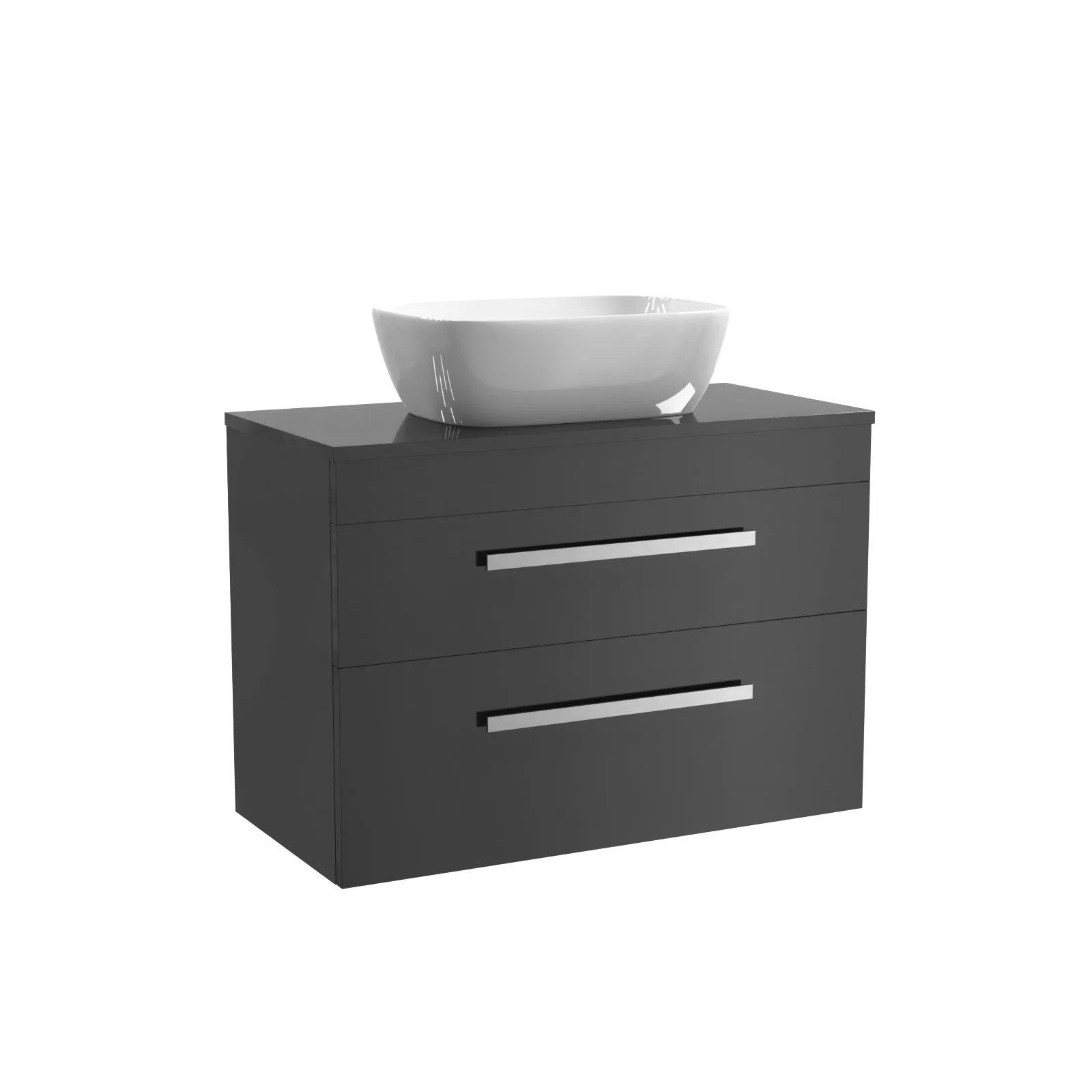 Nanuya 800mm Anthracite Wall Hung Cabinet 2 Drawer With Basin and Worktop Set
