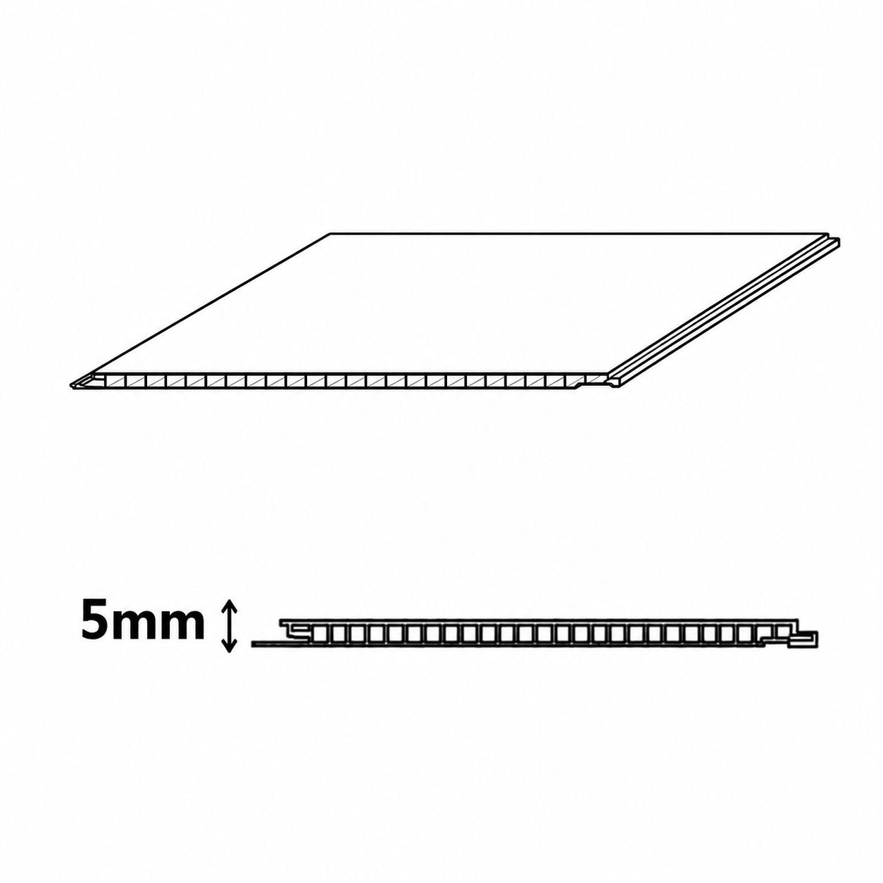 5mm PVC cladding panel thickness diagram — Bathroom Republic UK