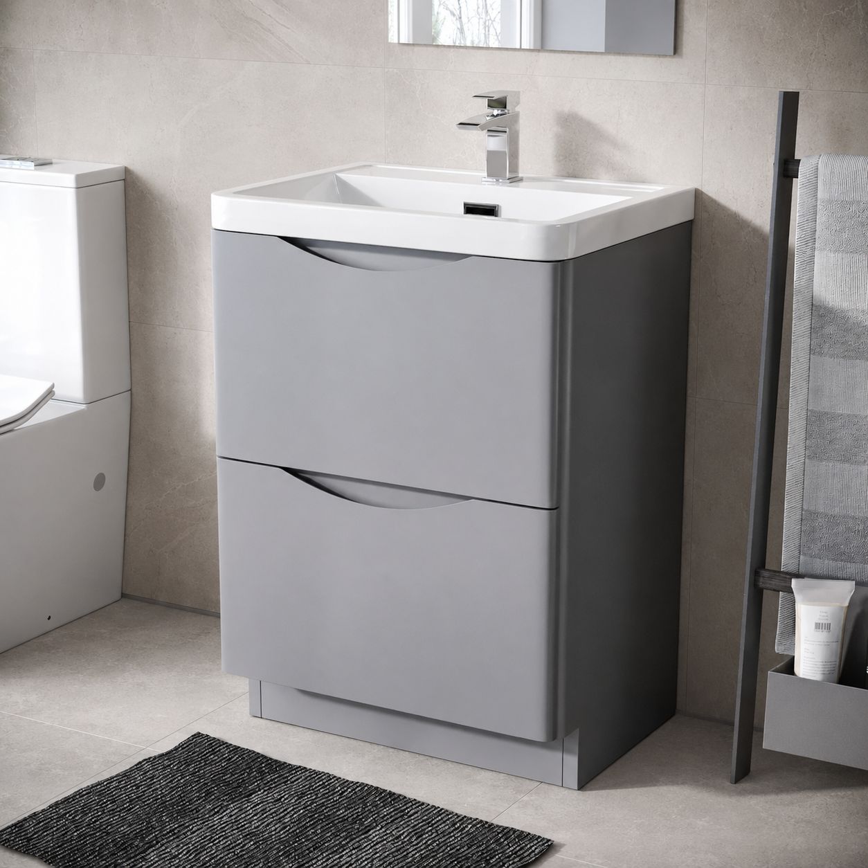 600mm bathroom vanity units in wall-hung and freestanding designs – Bathroom Republic UK