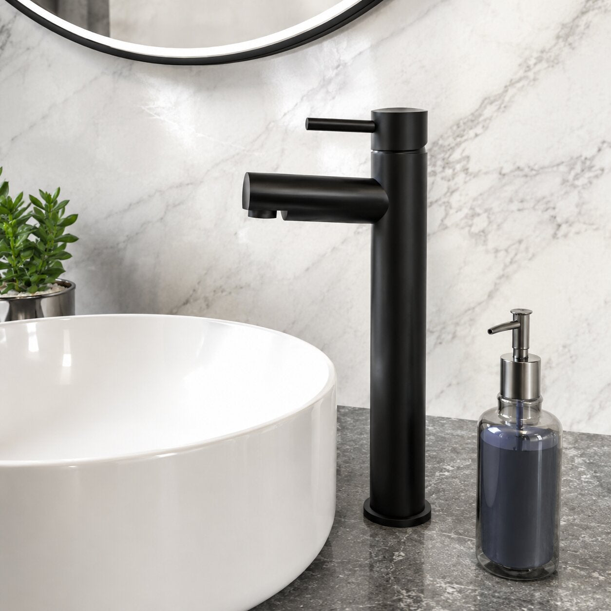 Matt black mono basin mixer tap and waste set — Bathroom Republic UK