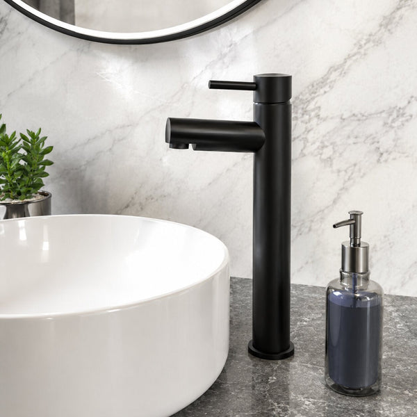 Matt black mono basin mixer tap and waste set — Bathroom Republic UK