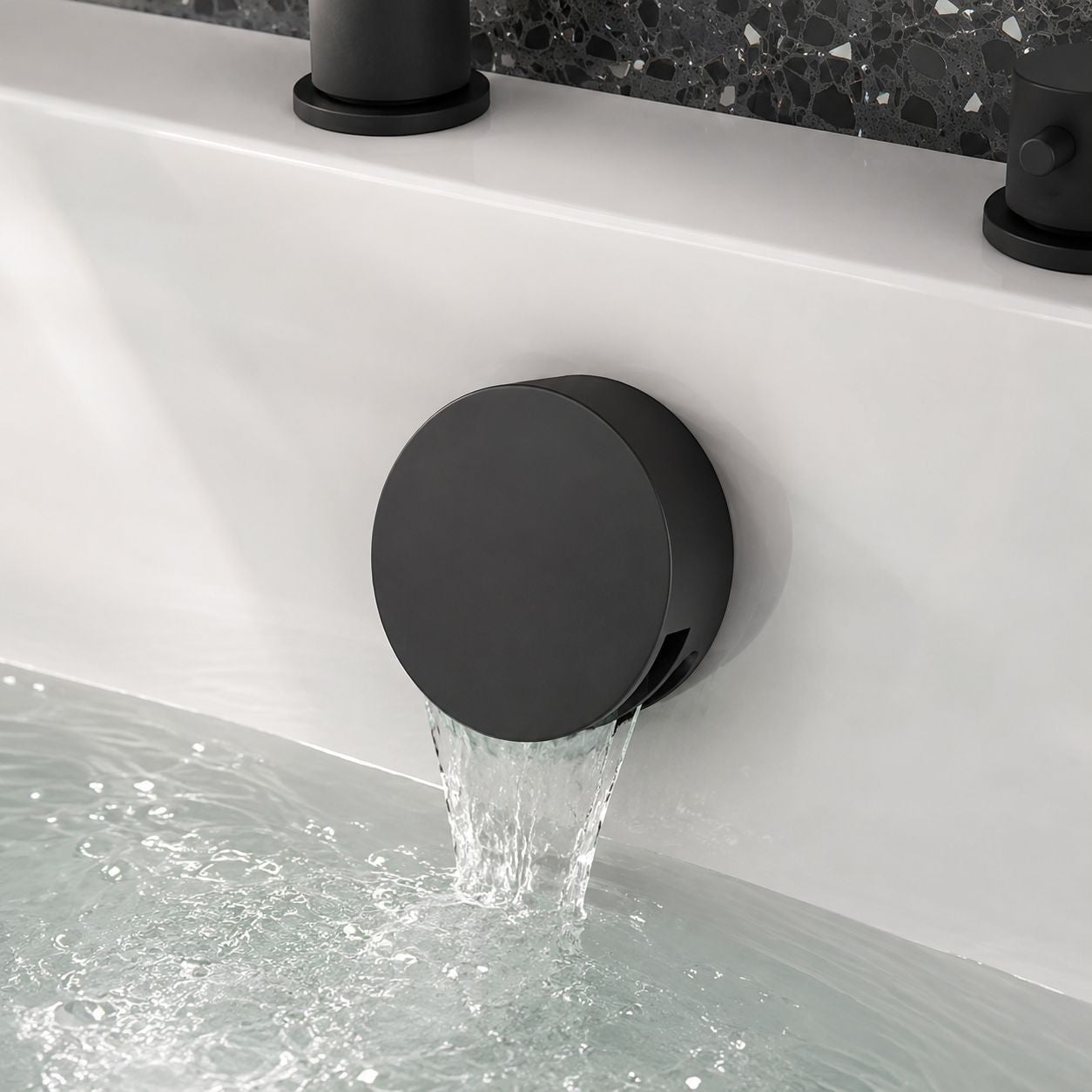 Matt black round click-clack bath overflow waste fitting — Bathroom Republic UK