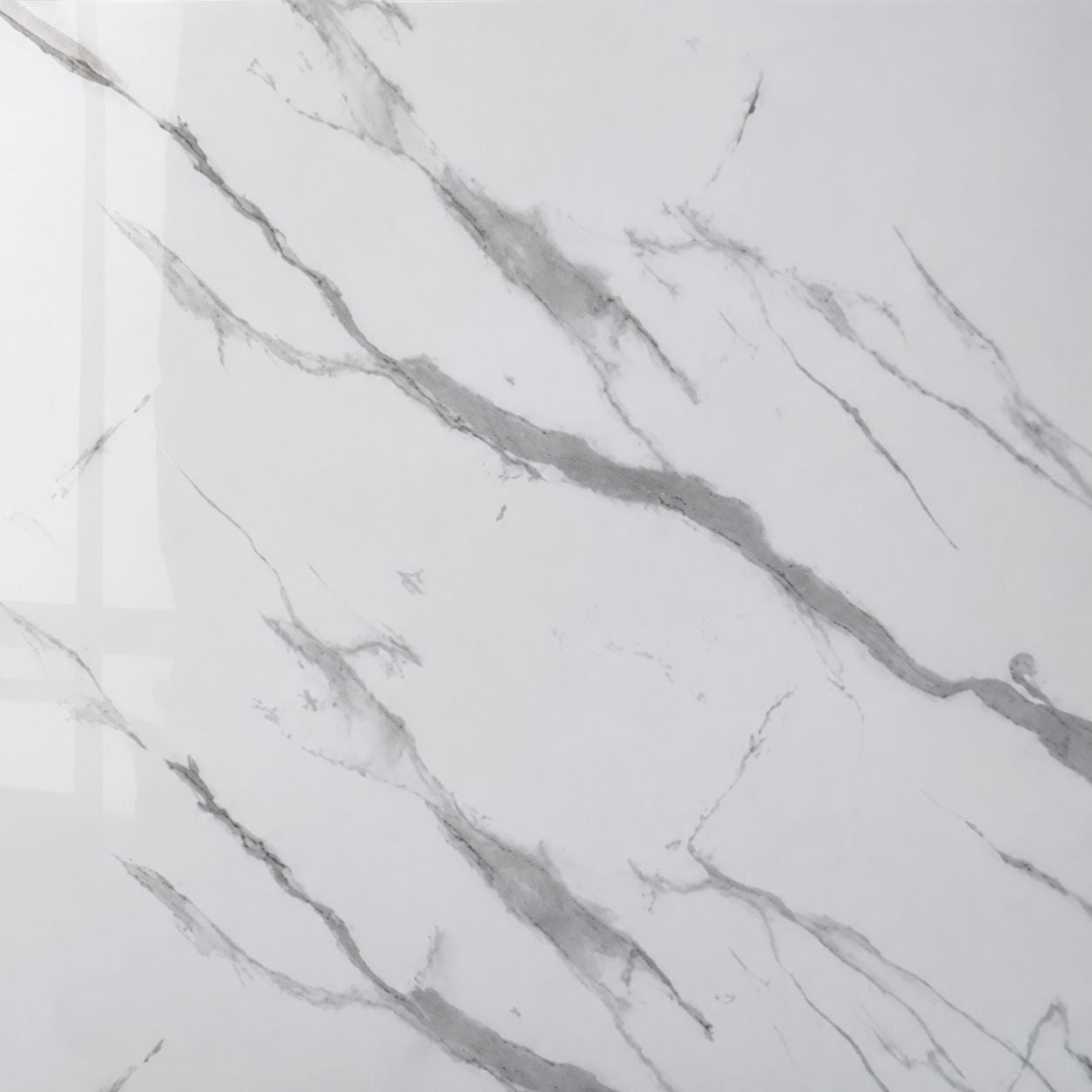 White Carrara marble effect SPC vinyl floor tiles — Bathroom Republic UK