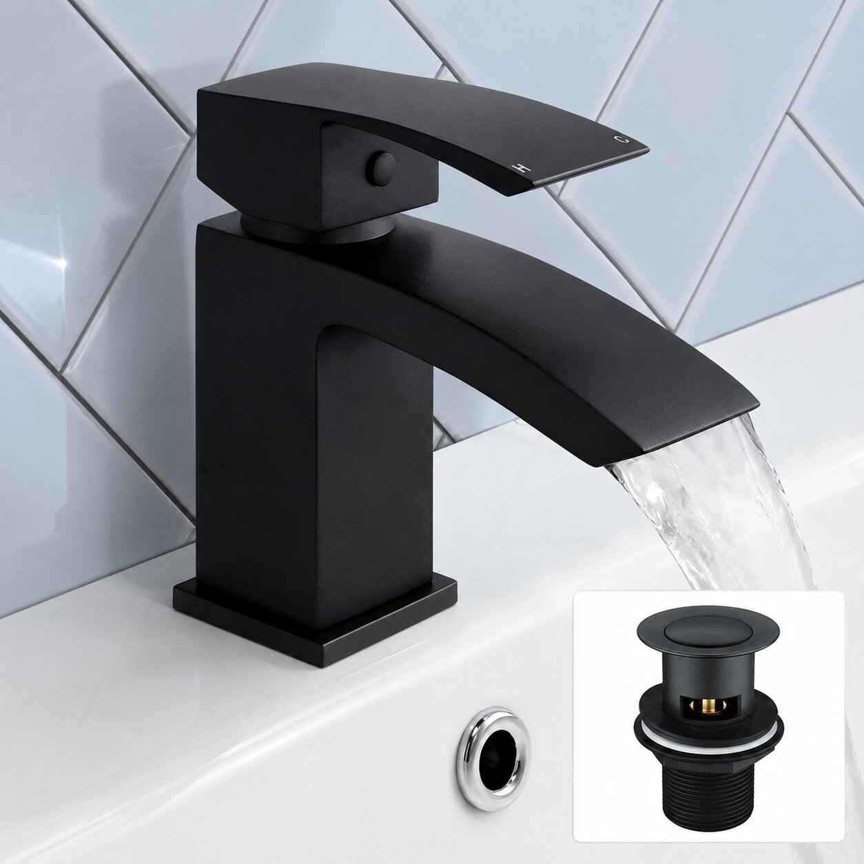 Brushed gold basin mono mixer tap and waste set — Bathroom Republic UK