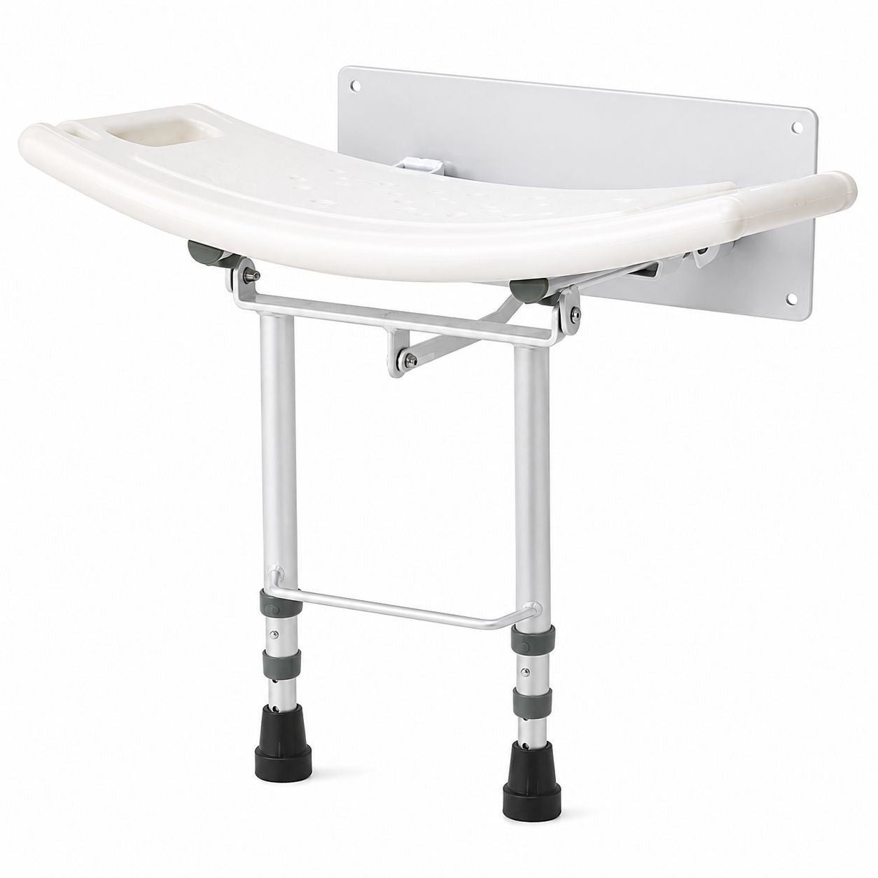 White fold-down shower seat for accessible bathing — Bathroom Republic UK
