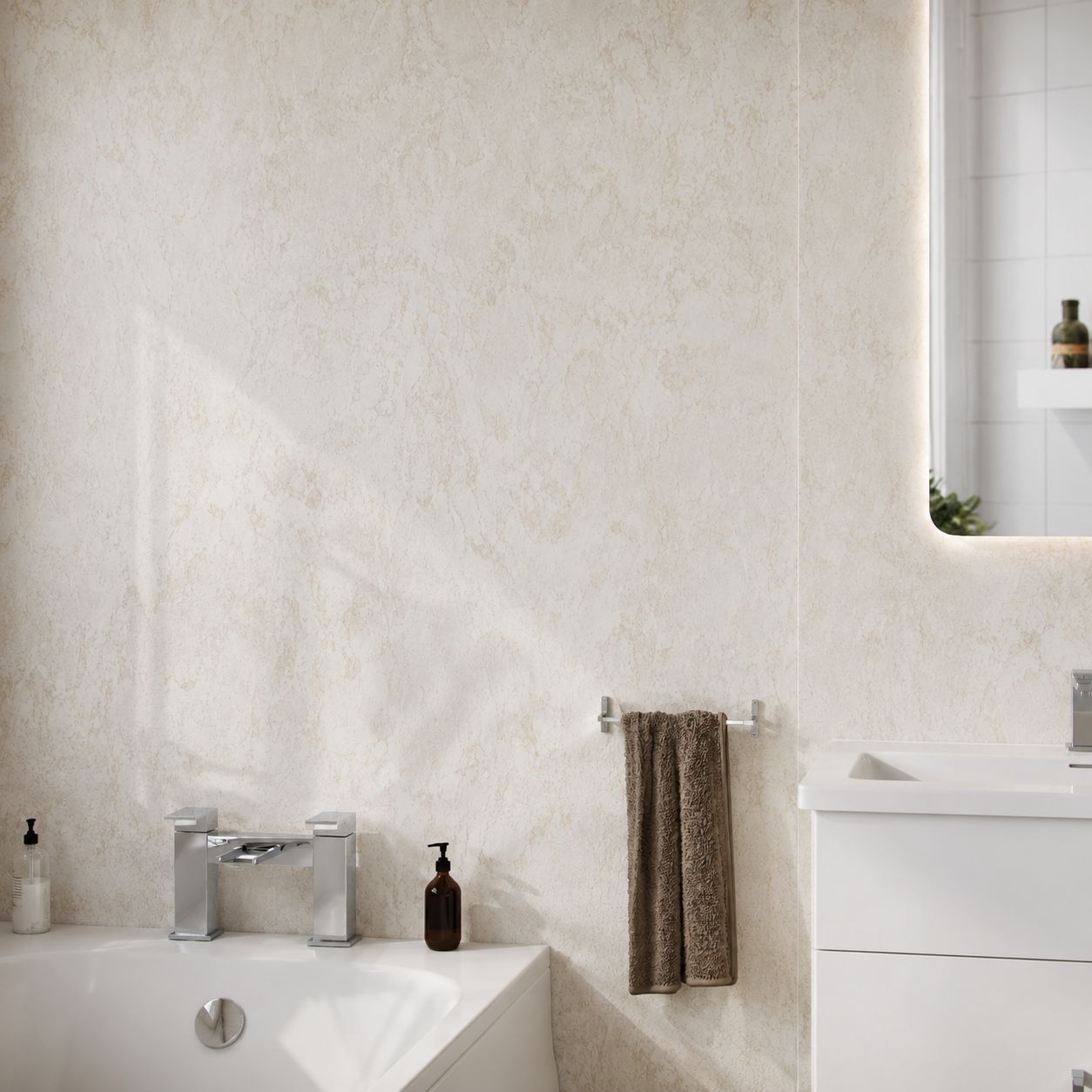 Travertine stone-effect PVC wall cladding panels — Bathroom Republic UK