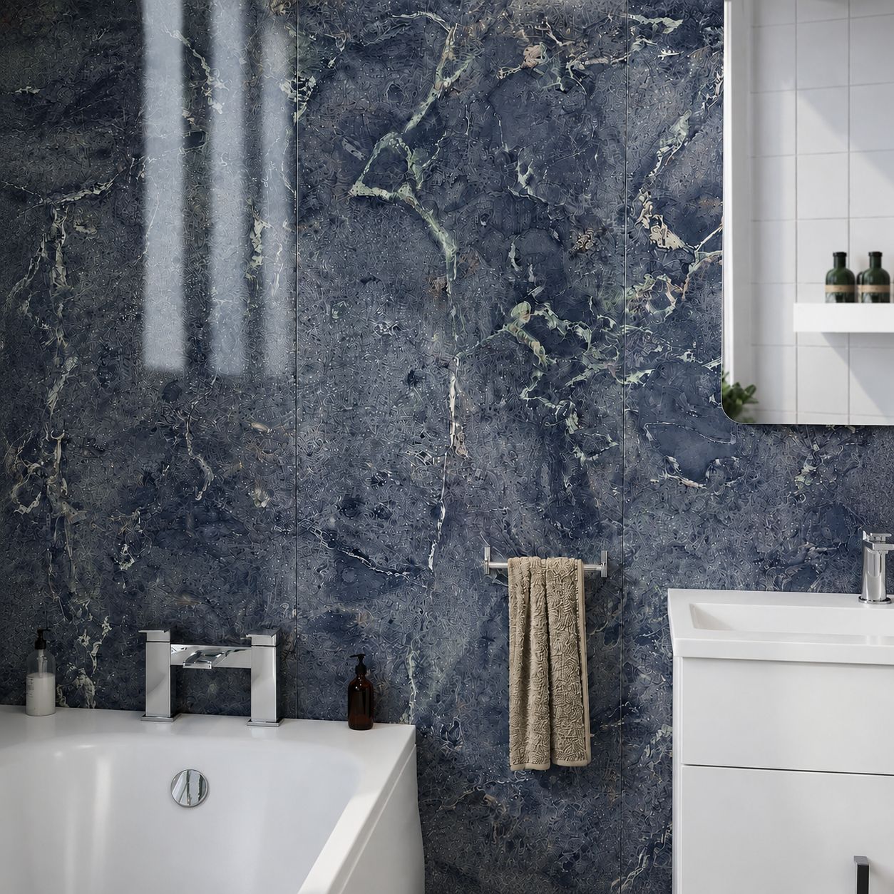 White marble-effect PVC wall panel types for bathroom and shower — Bathroom Republic UK