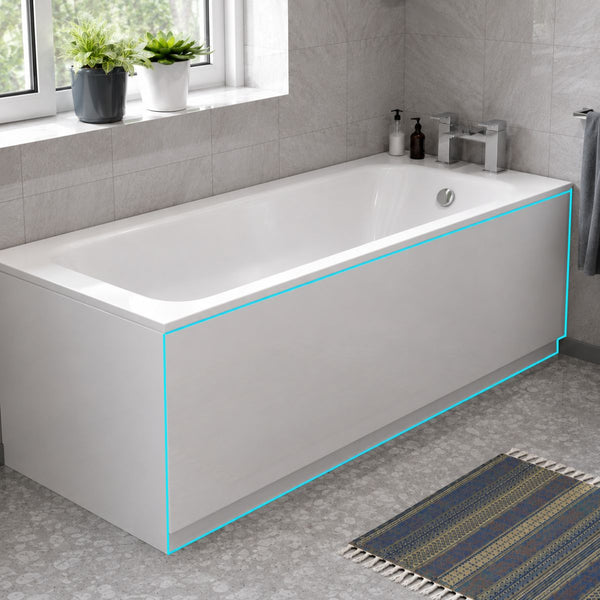 White acrylic bath front side panel fitted to an alcove bath — Bathroom Republic UK