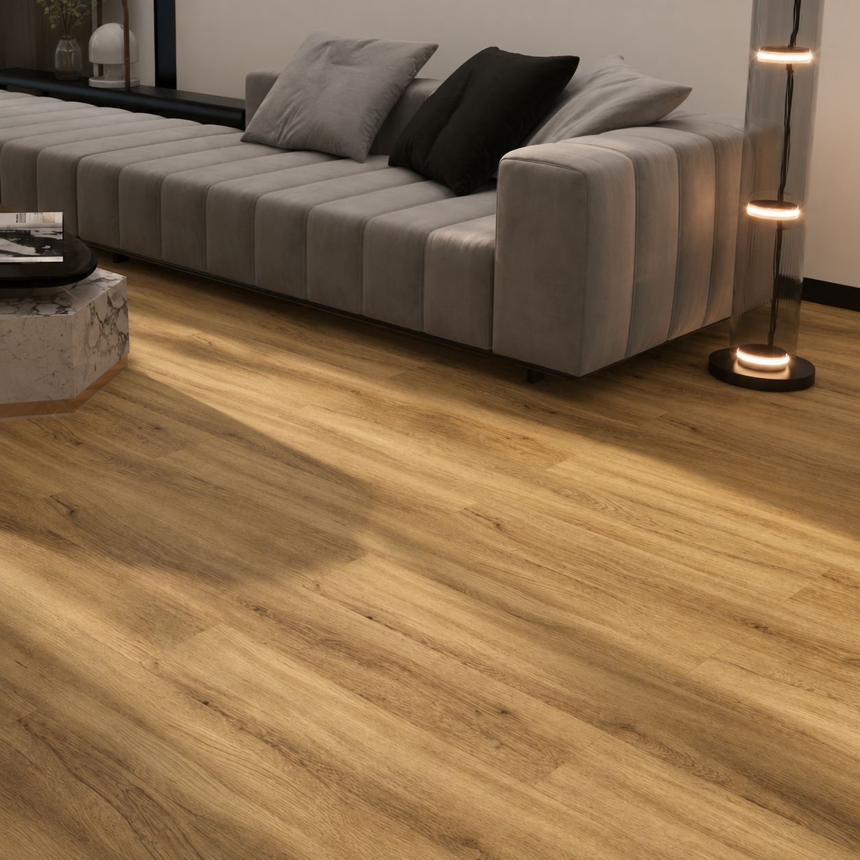 Wood effect SPC vinyl click floor planks in oak — Bathroom Republic UK