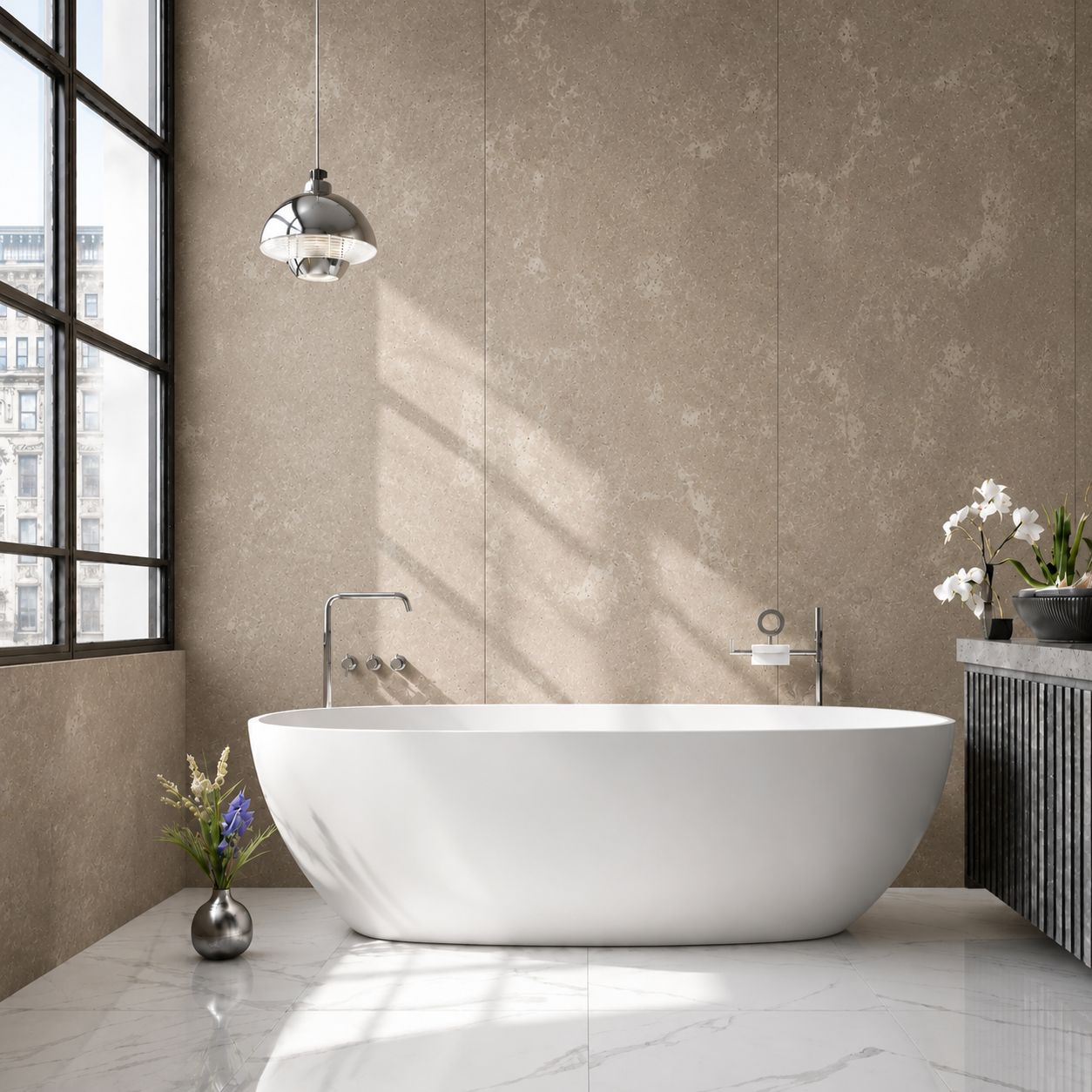Concrete grey stone effect PVC wall panels — Bathroom Republic UK