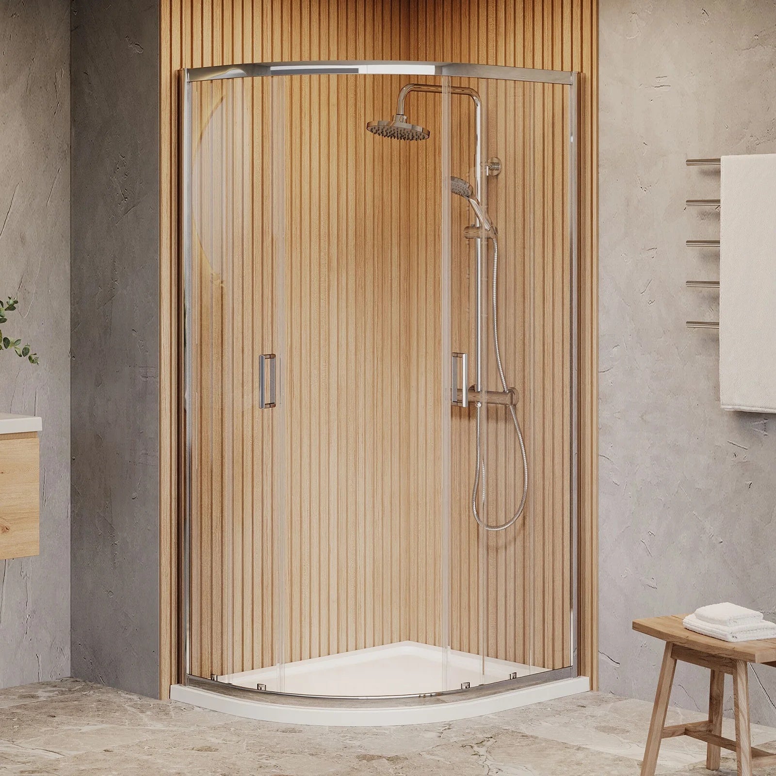 1000x800x1850mm Offset Quadrant Shower Enclosure - Chromed Frame