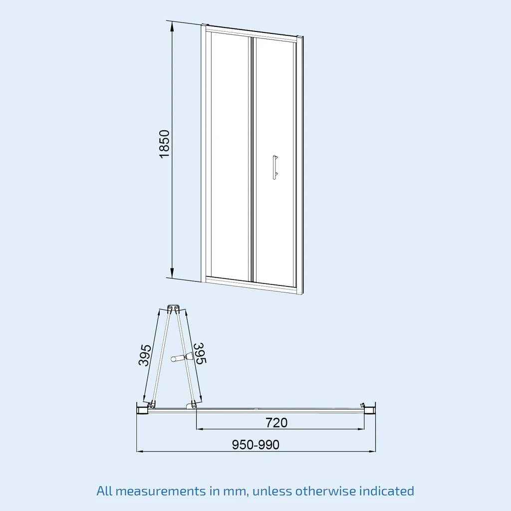 Brushed Brass 1000 x 700mm Bi-fold Shower Enclosure + Shower Tray + Waste