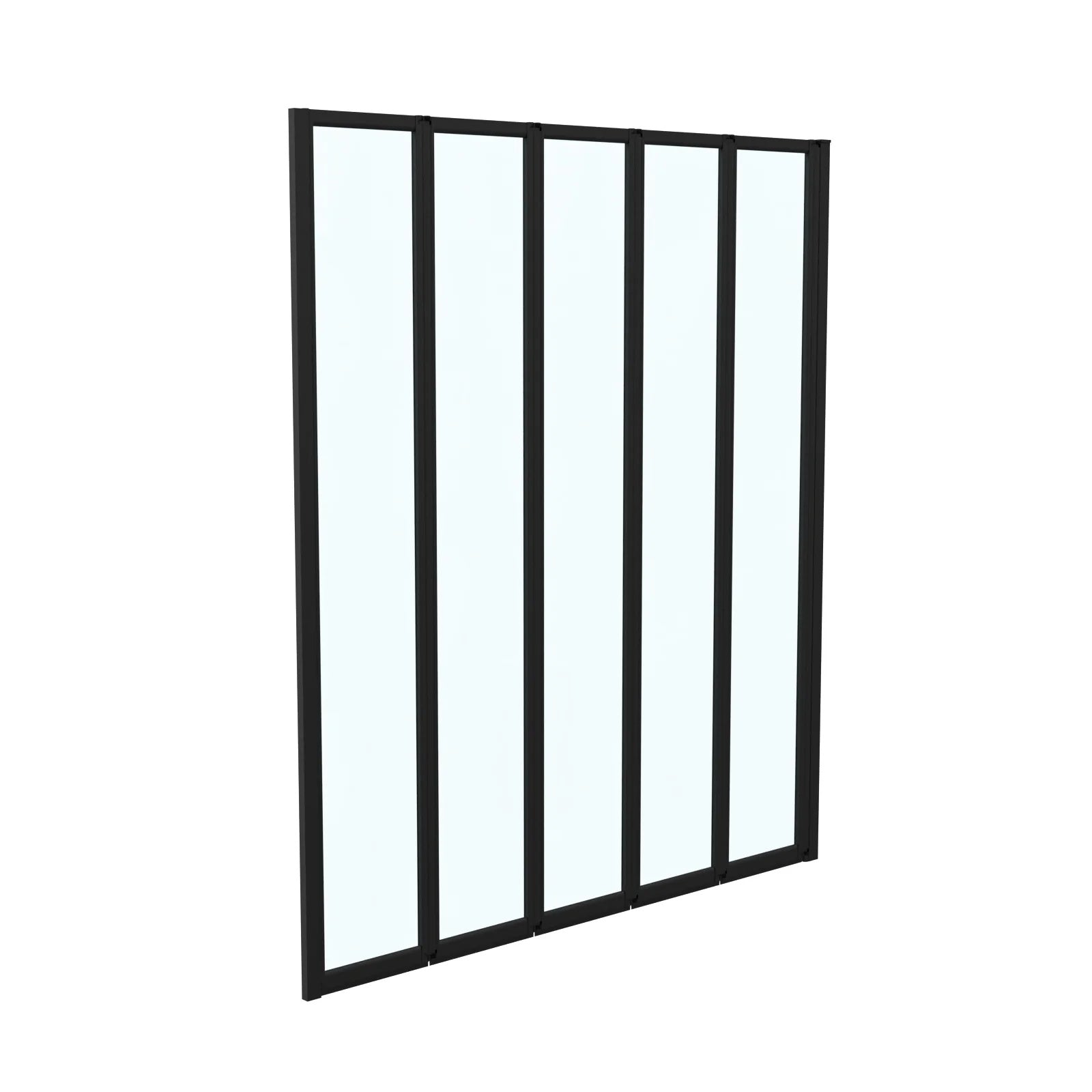 1200x1400mm Bathtub Screen, 4mm Clear Glass - Black Aluminium