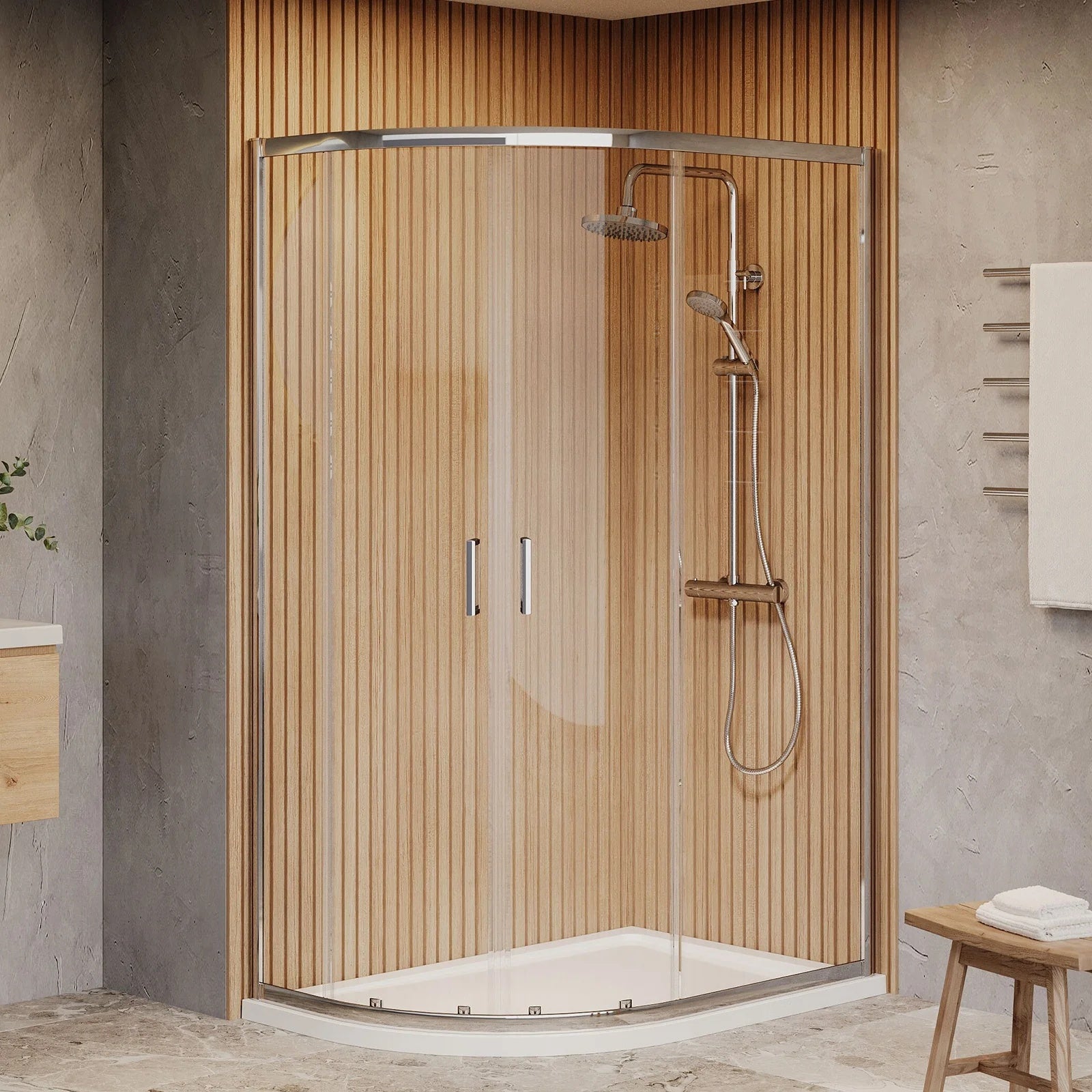 1200x800x1850mm Offset Quadrant Shower Enclosure - Chromed Frame