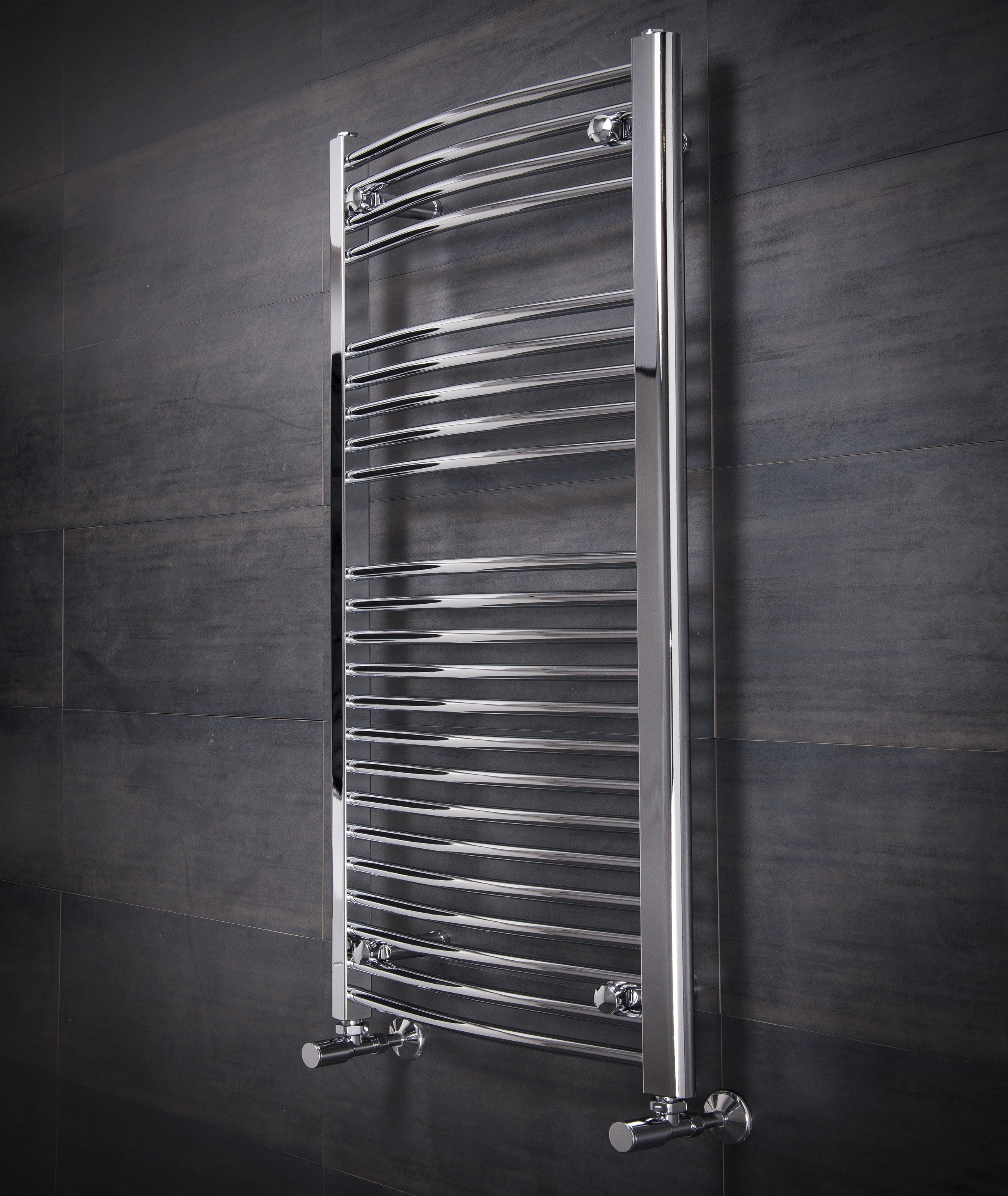 22M Ladder Tube Curved Towel Rail Radiator Chrome 800 x 600 - 1194 BTU'S