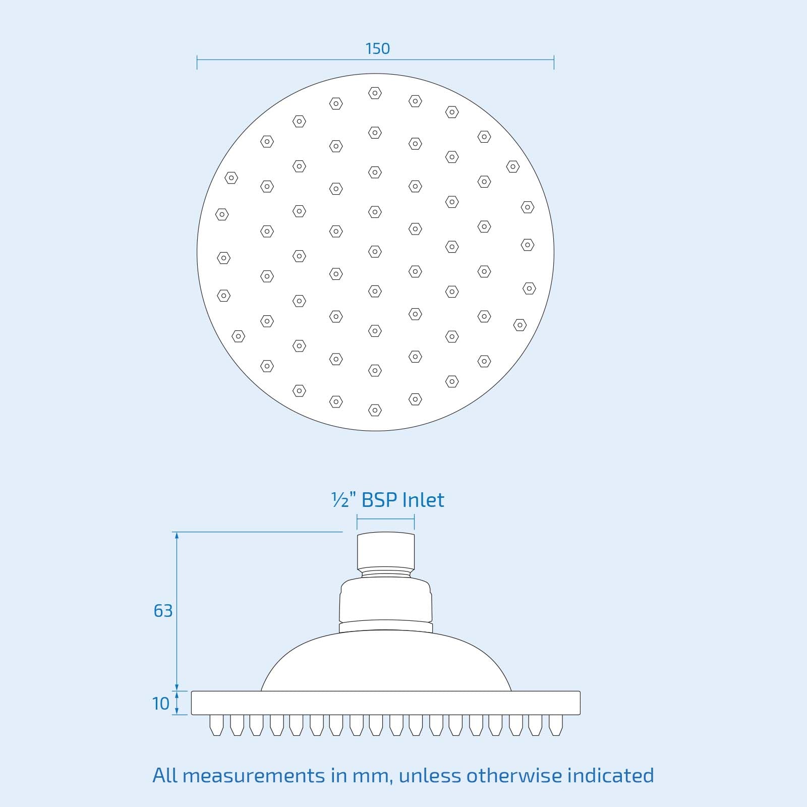 150mm Chrome Round Overhead Swivel Rain Waterfall Shower Head Kit