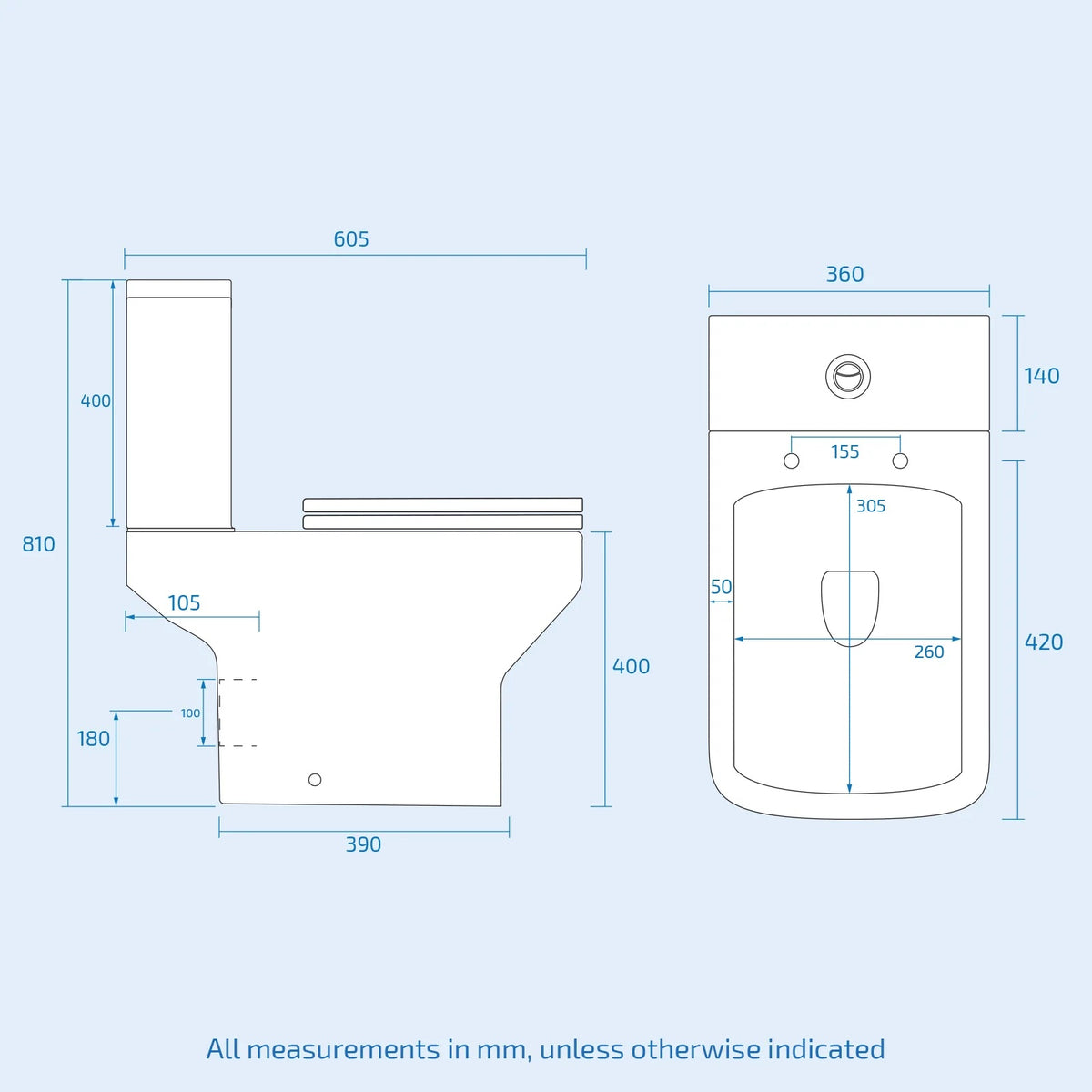 1400mm Square Bath with Grid Screen, Exposed Shower, Vanity with Toilet & Taps