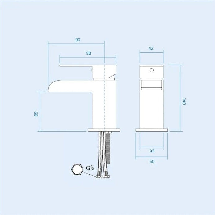 1400mm Square Bath with Grid Screen, Exposed Shower, Vanity with Toilet & Taps