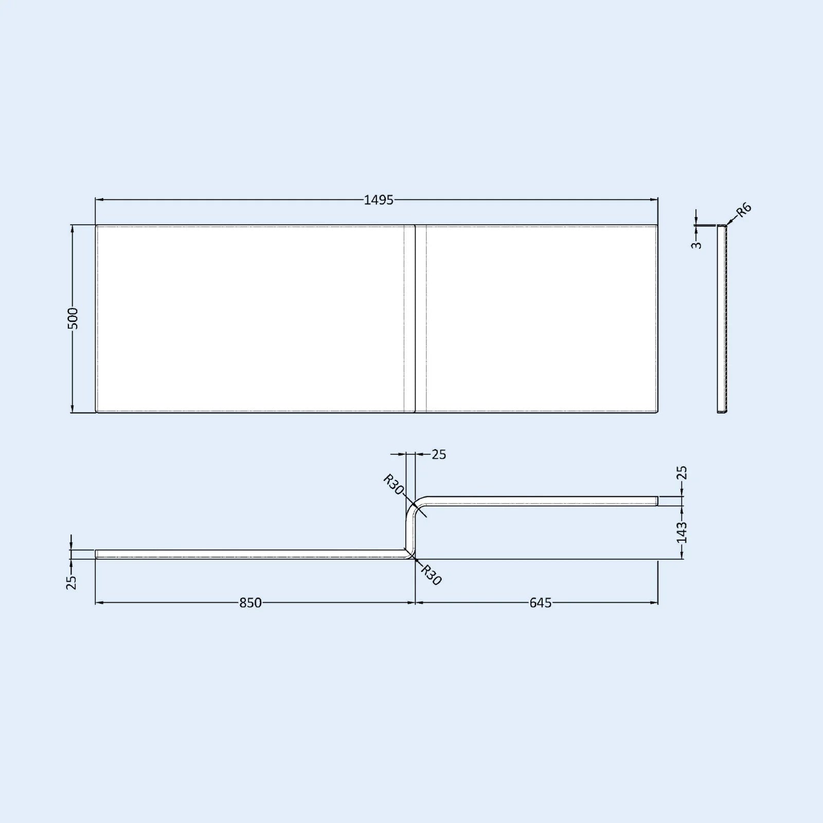 1500mm LH L Shaped Bathroom Suite, Front Panel & Screen With Vanity & Toilet