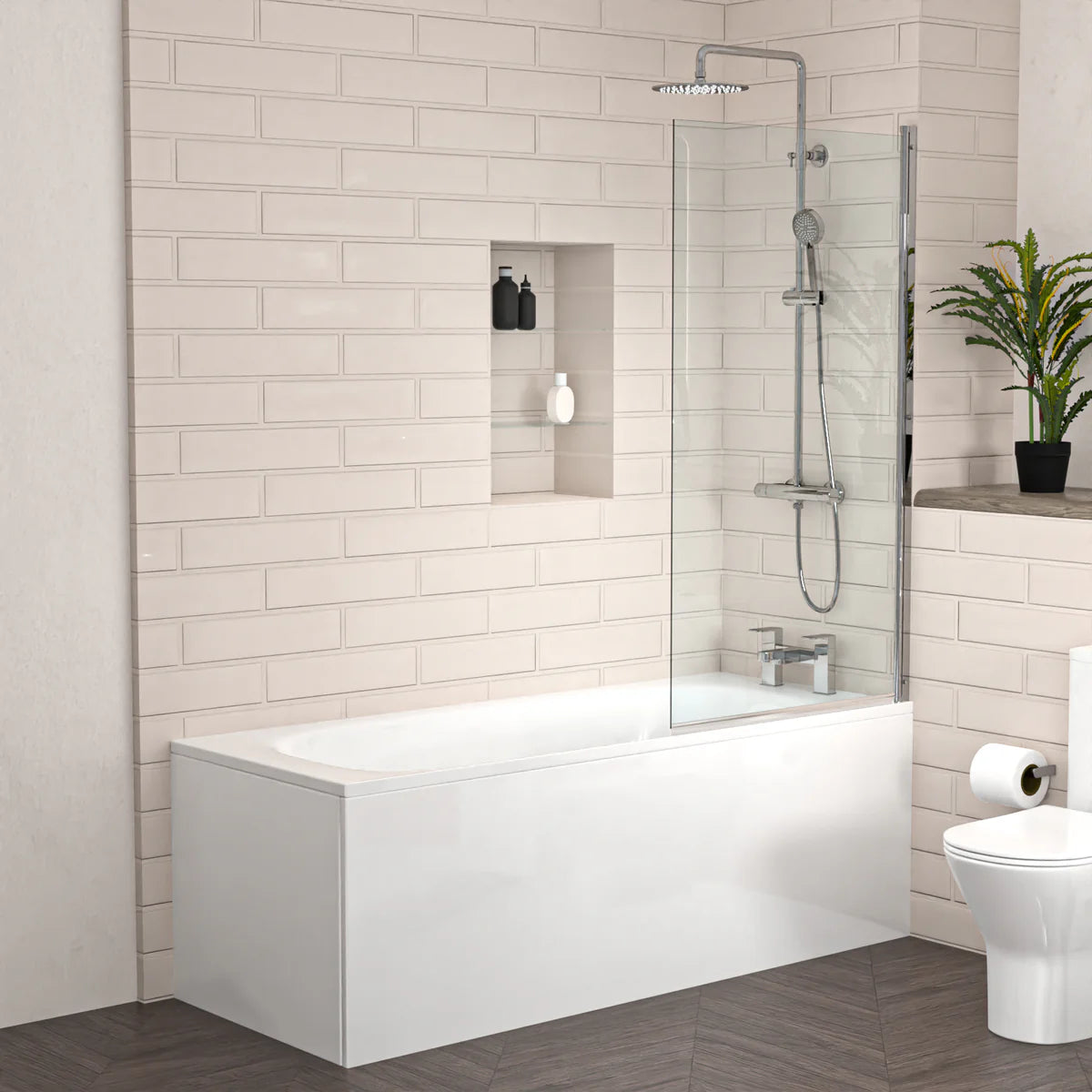 Ellen 550mm Freestanding Vanity with Close Coupled Toilet, Shower Bath & Taps Set