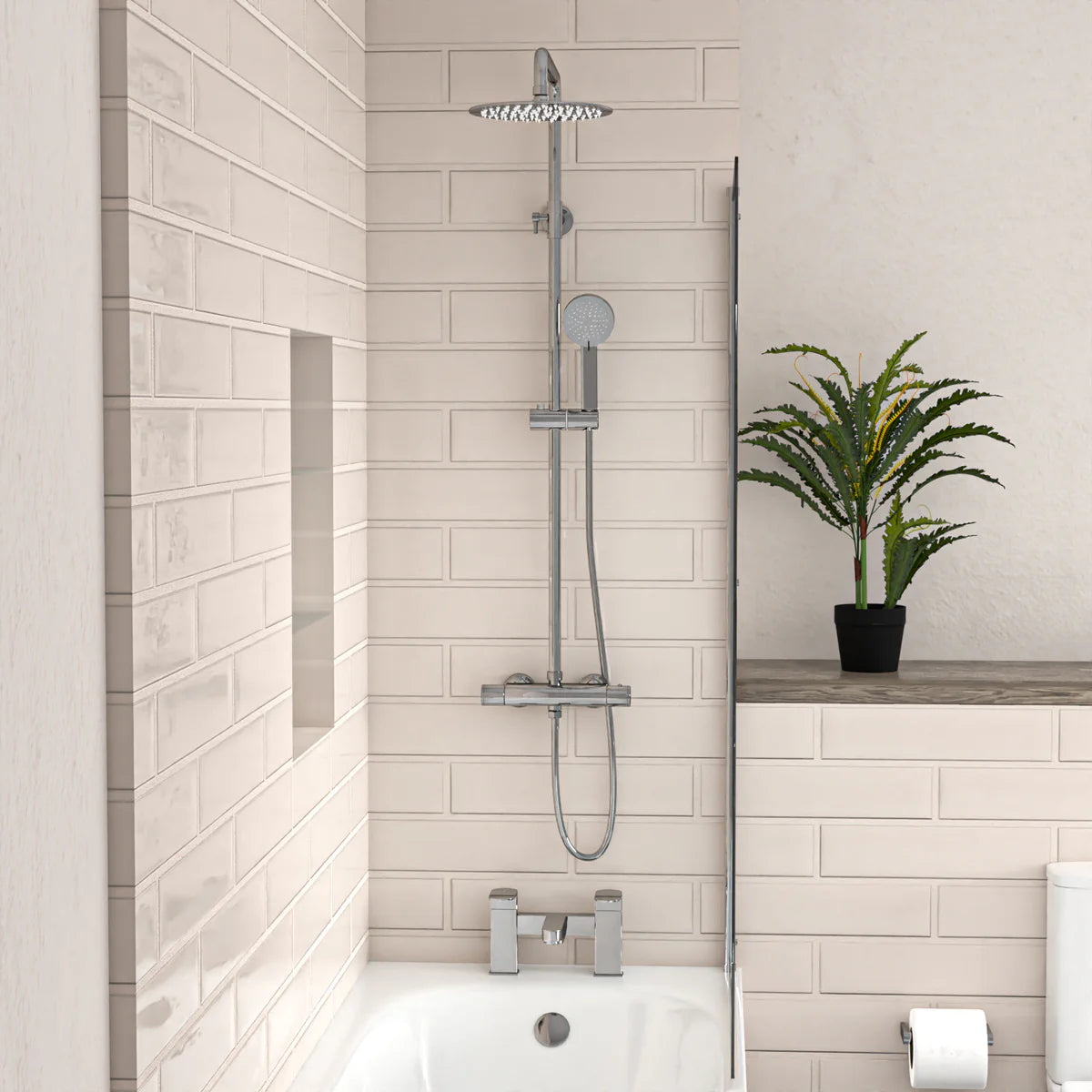 Ellen 550mm Freestanding Vanity with Close Coupled Toilet, Shower Bath & Taps Set