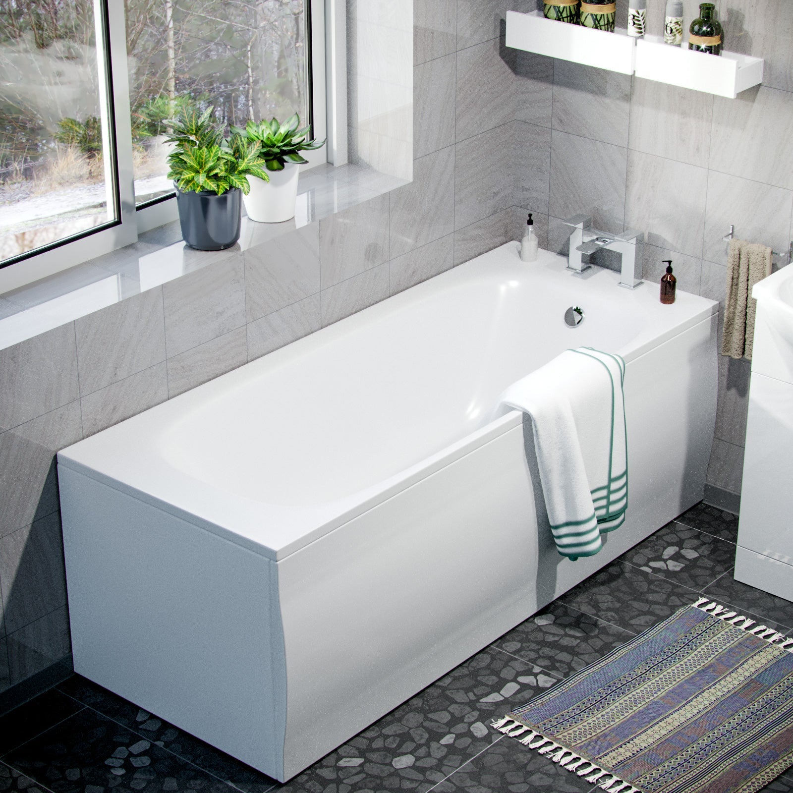 Ellen Bathroom Basin Vanity Unit, Toilet And Bath Suite White