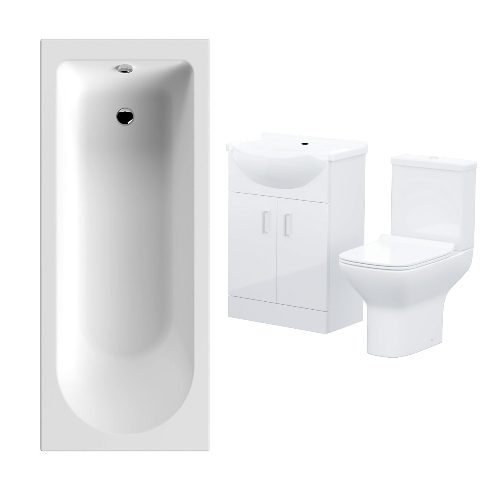 Ellen Bathroom Basin Flat Pack Vanity Unit, Toilet And Bath Suite White