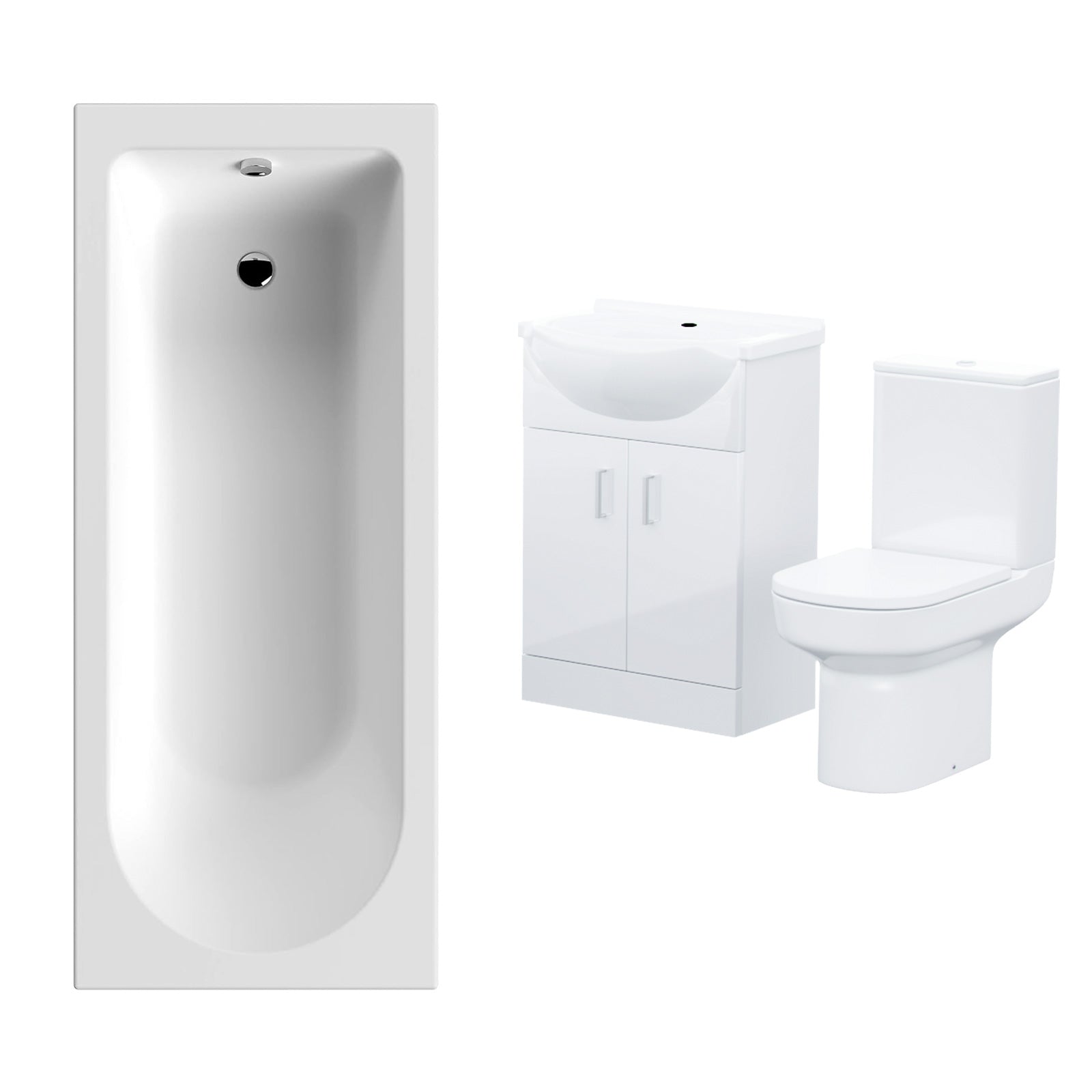 Ellen Bathroom Basin Vanity Unit, Toilet And Bath Suite White