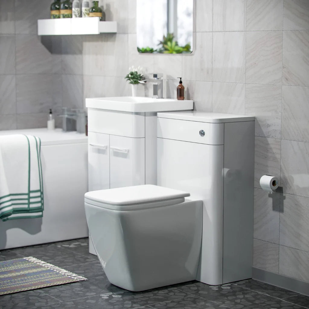 Afern 500mm Basin Vanity Cabinet, WC Unit, Rectangular Shape Toilet & Bath Bathroom Suite
