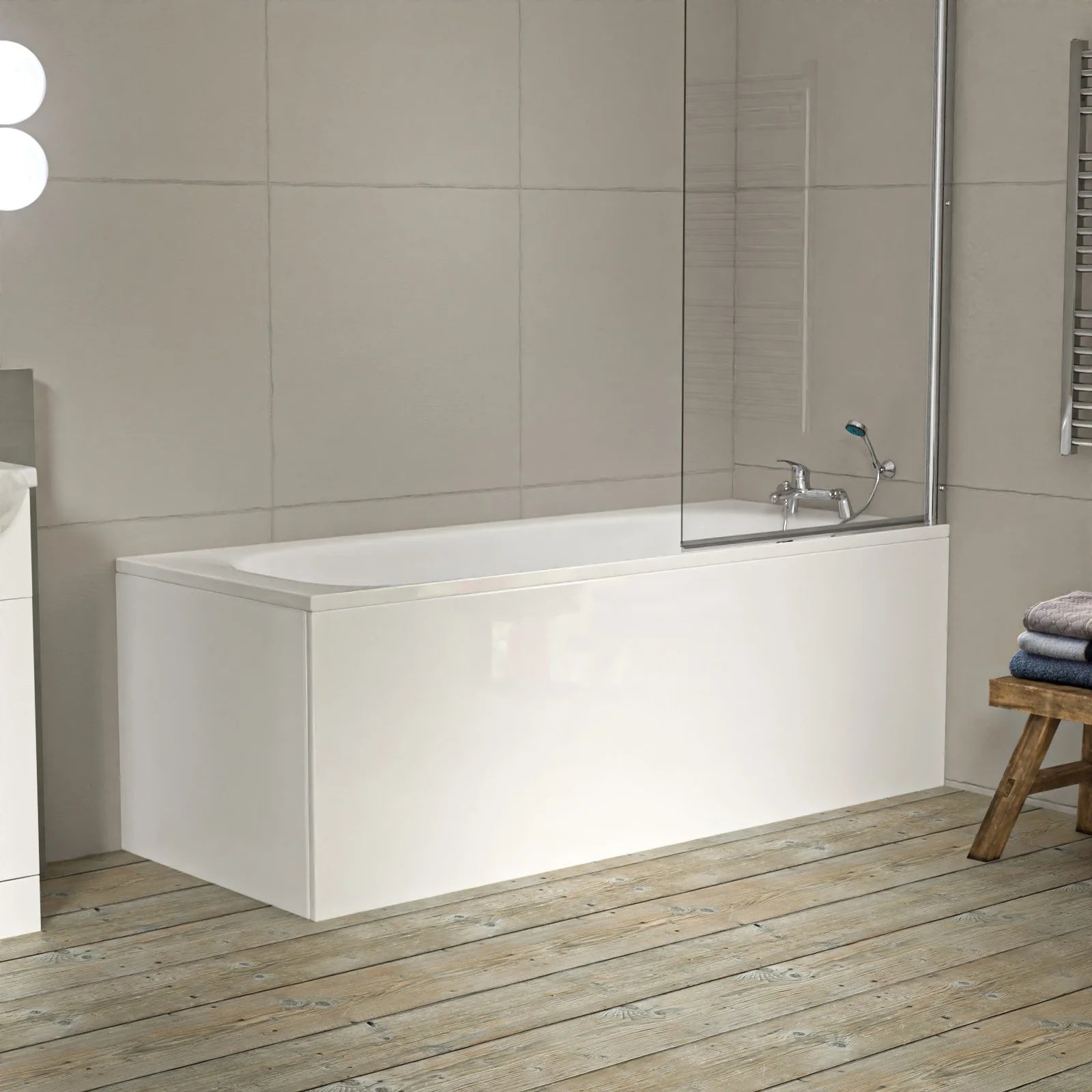 1700mm Bath with Front Panel, 550mm Basin Vanity & Toilet - Set with Chrome Fittings