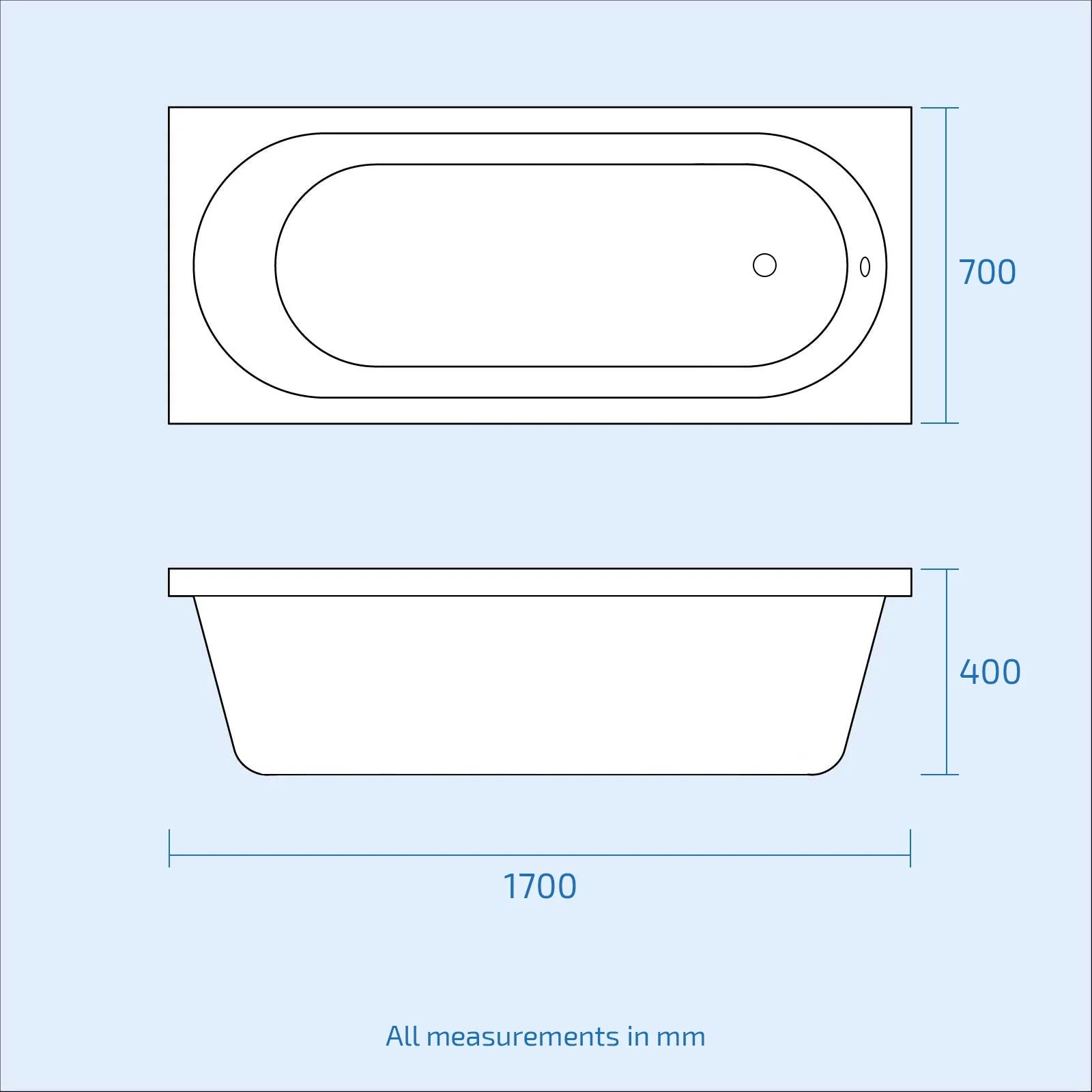 1700mm Bath with Front Panel, 550mm Basin Vanity & Toilet - Set with Chrome Fittings