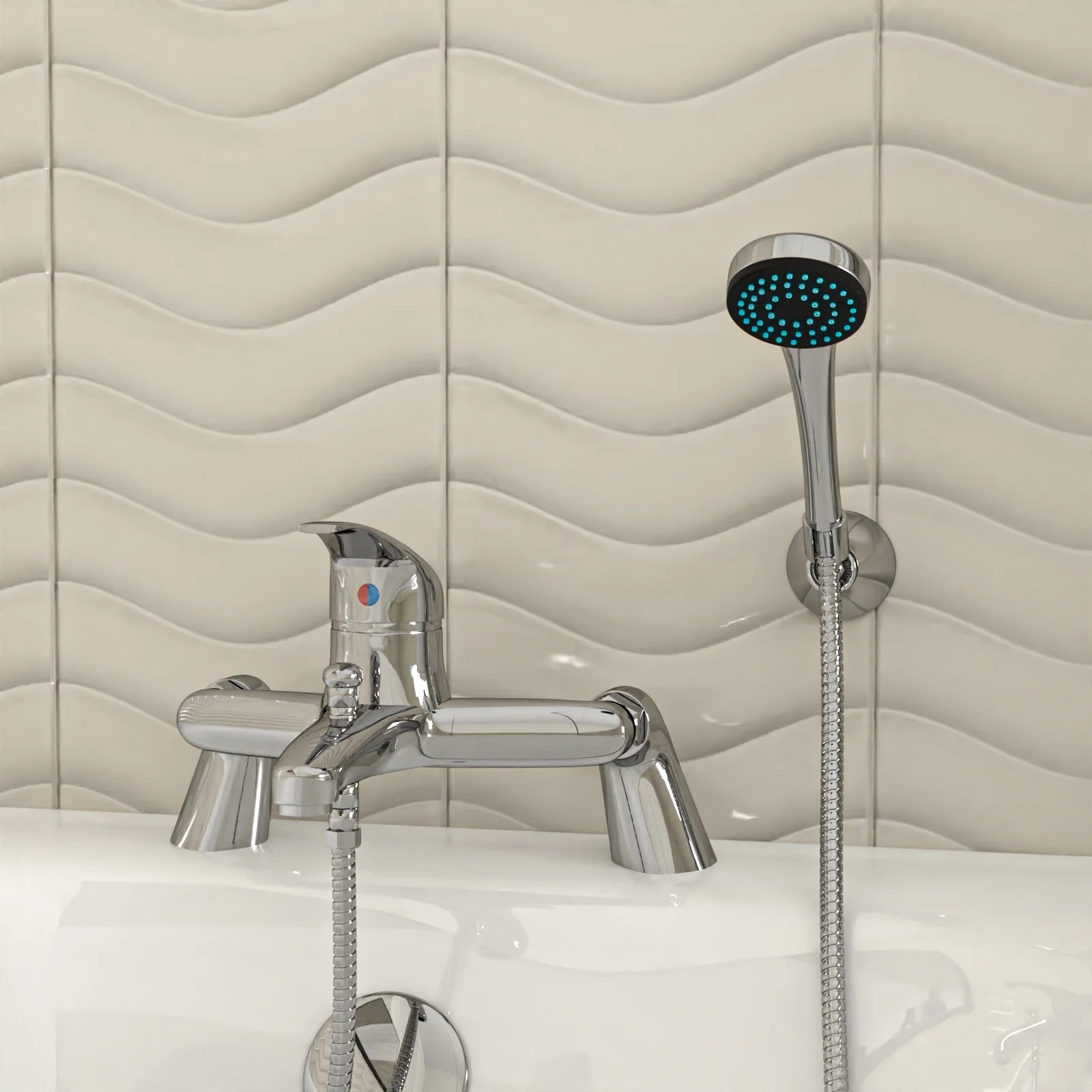 1700mm Round Bath with Screen, 550mm Basin Vanity & Toilet - Set with Chrome Fittings