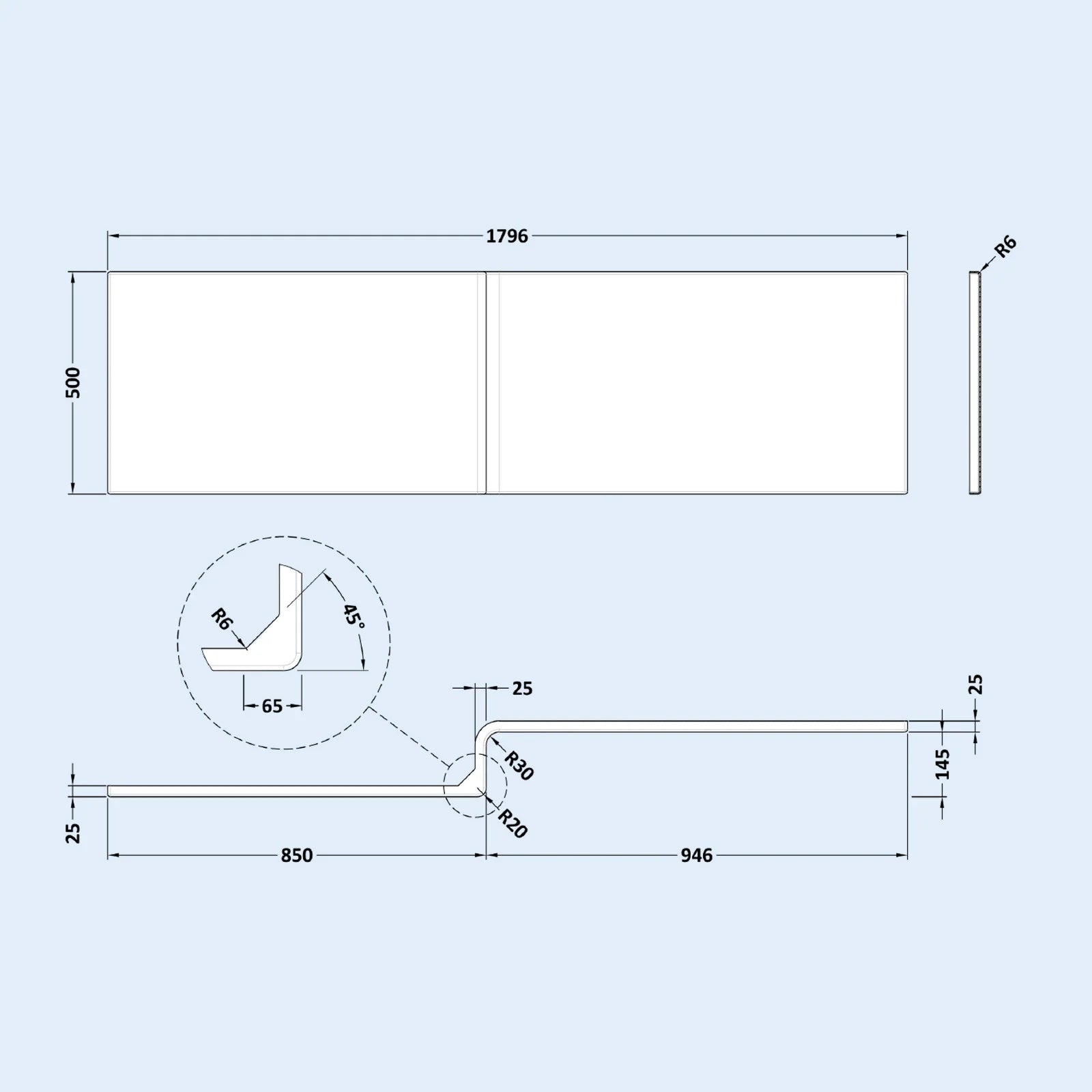 1800mm LH L Shaped Bath, Front Panel, Screen With 550mm Vanity & Toilet