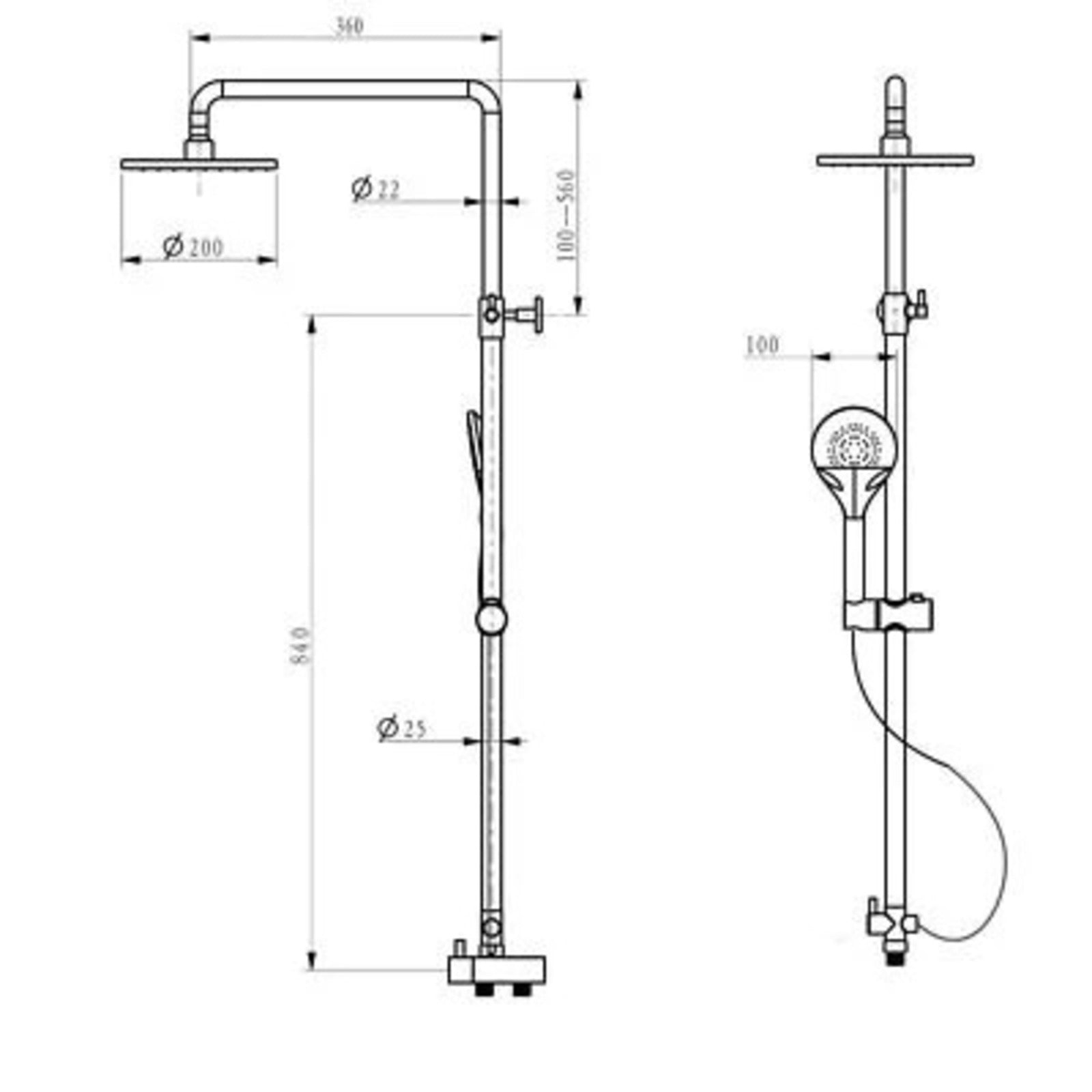 Winstead Round Exposed Multi Function Shower Set - Riser Rail Kit & Bath Shower Mixer Tap