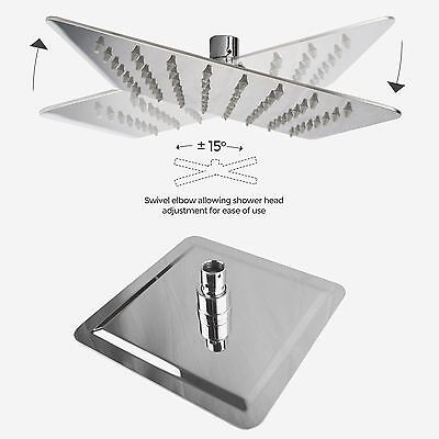Temel Bathroom Concealed Thermostatic Shower Mixer Valve Square Slim Head 300mm