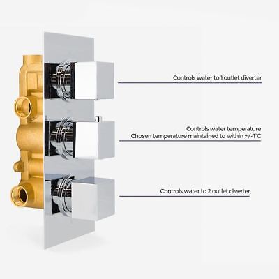 Olive 3 Way Square Concealed Thermostatic Mixer Valve Hand Held Bath Shower Kit