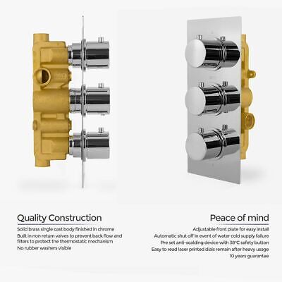 Calla Round Chrome Modern Concealed Thermostatic Mixer Valve Shower Head Set
