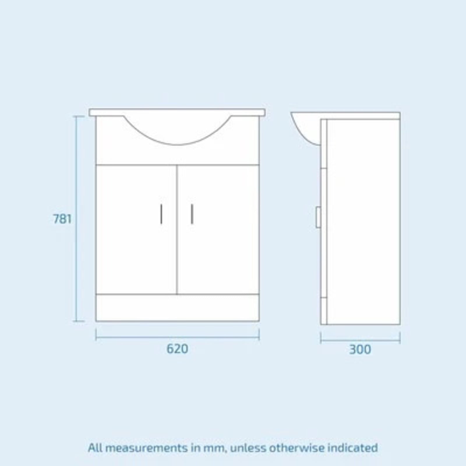 Ellen 650mm Cloakroom Basin Vanity Sink Unit & Back To Wall Toilet Suite