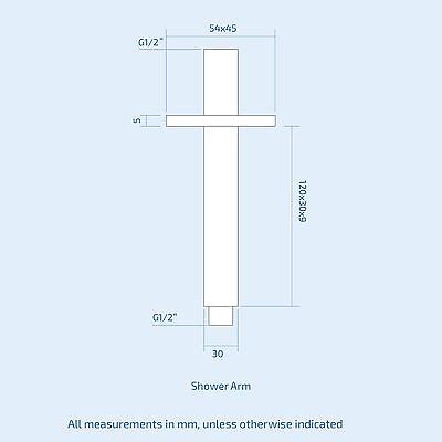 Temel Bathroom Concealed Thermostatic Shower Mixer Valve Square Slim Head 300mm