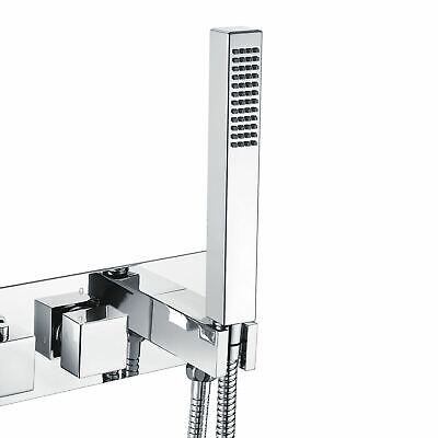 Bathroom 2 Way Concealed Thermostatic Shower Mixer Ultra Slim Head & Handset
