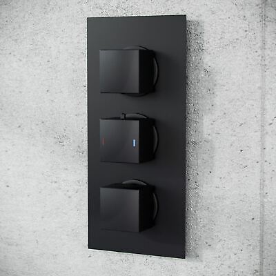 Temel Matte Black Square Shower Head Concealed Thermostatic Mixer Valve Handheld