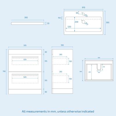 Nanuya 600mm Matte Grey Drawers Vanity Basin Unit & Round Close Coupled Toilet