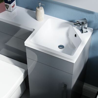 Manifold RH Basin Sink Grey Vanity Unit WC Back To Wall Toilet 900mm