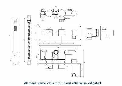 Bathroom 2 Way Concealed Thermostatic Shower Mixer Ultra Slim Head & Handset