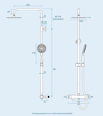 Niki Slim Round Thermostatic Dual Control Twin Head Shower Mixer Thermostatic
