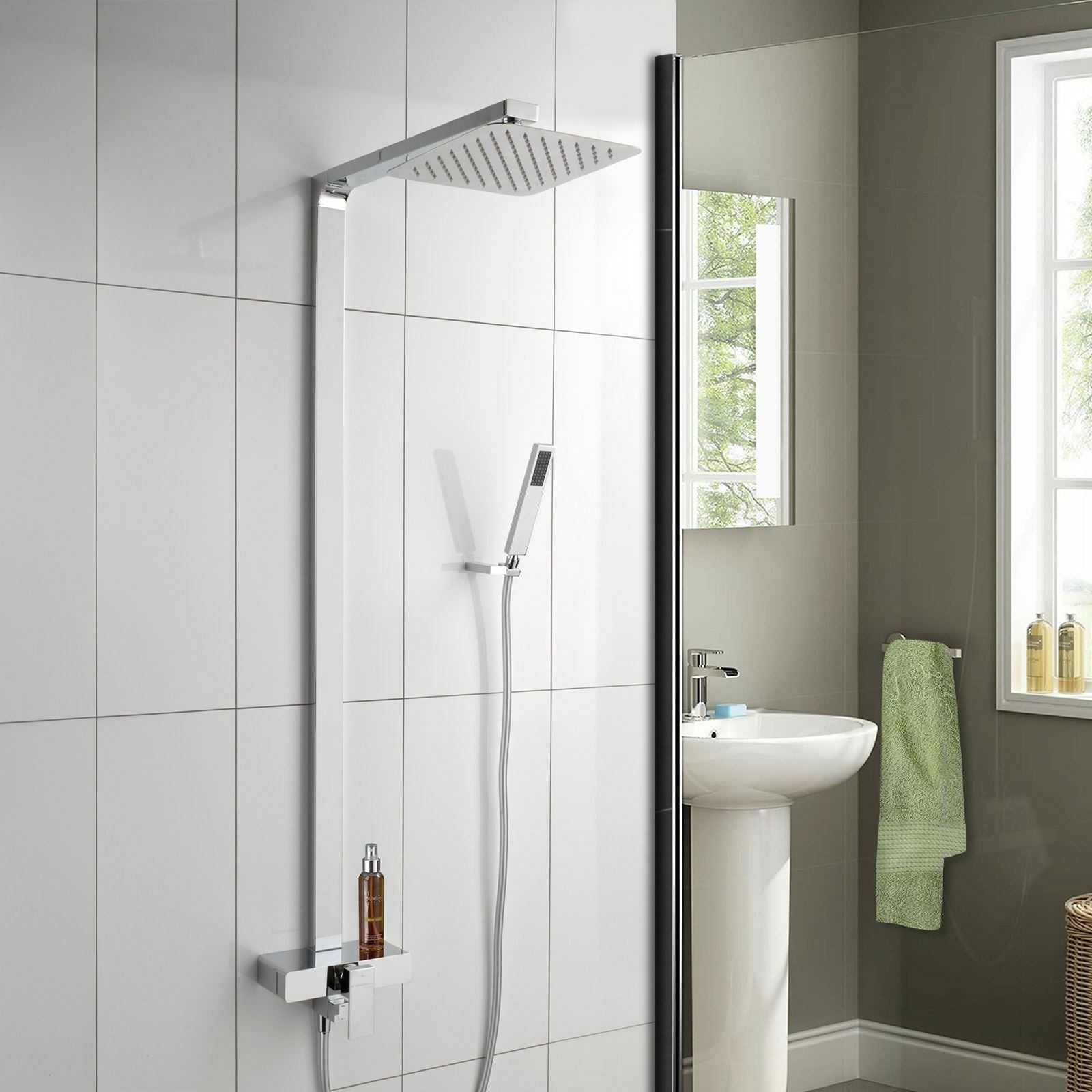Renan Square Thermostatic Shower Slim Head Mixer & Basin Mixer Tap