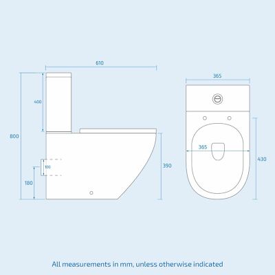 Ellen 1700 Bath Vanity Basin Unit Rimless Close Coupled Bath Mixer & Wastes