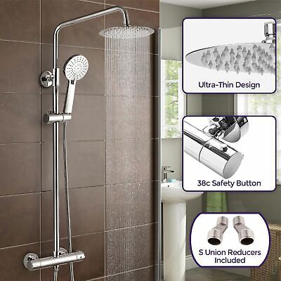 Niki Slim Round Thermostatic Dual Control Twin Head Shower Mixer Thermostatic