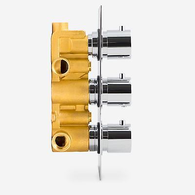 Modern Three-Dial Three-Way Concealed Thermostatic Valve With Shower Head Pencil Handset And Body Jet Kit