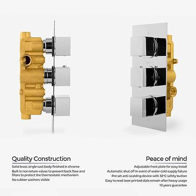 Rose Concealed 2 Way Thermostatic Shower Mixer Handset Slider Rail & Bath Filler with Sprung Waste & Overflow